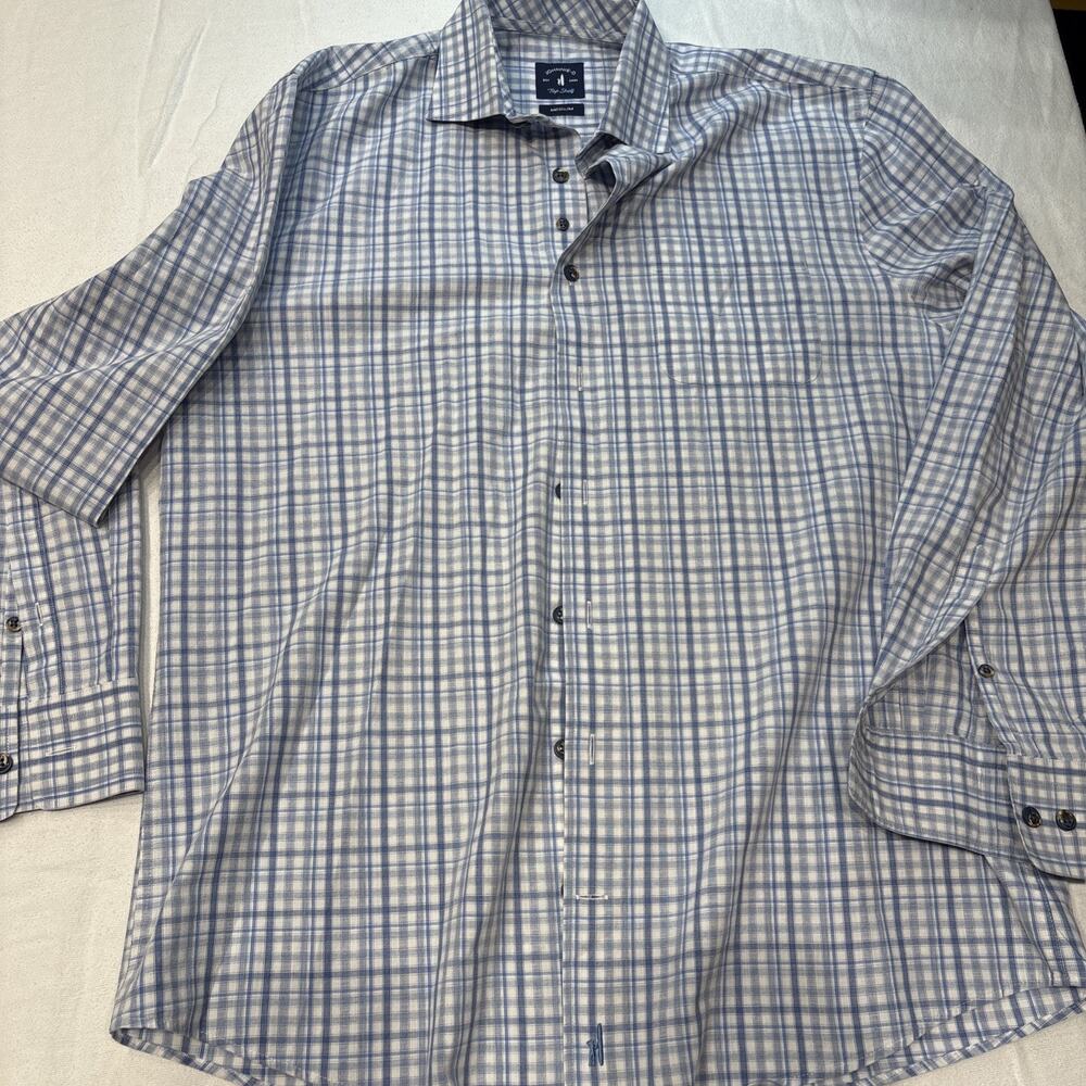 Johnnie-O Top Shelf Plaid Shirt Men’s M Blue White Long Sleeve Button Down